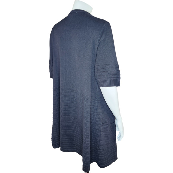 Isaac MIzrahi Live! Cascade-Front Sweater Cardigan Short Sleeve Black Small NWOT - Picture 9 of 14